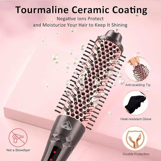 Cepillo Térmico De 1,5 Pulgadas Para El Look Blowout, Cepillo Redondo Con Calefacción De Cerámica Iónica Para Conseguir Rizos Naturales Y Suaves, Doble Calentador MCH Para Un Calentamiento Rápido, Peinado Fácil, Pantalla Digital Y Doble Voltaje
