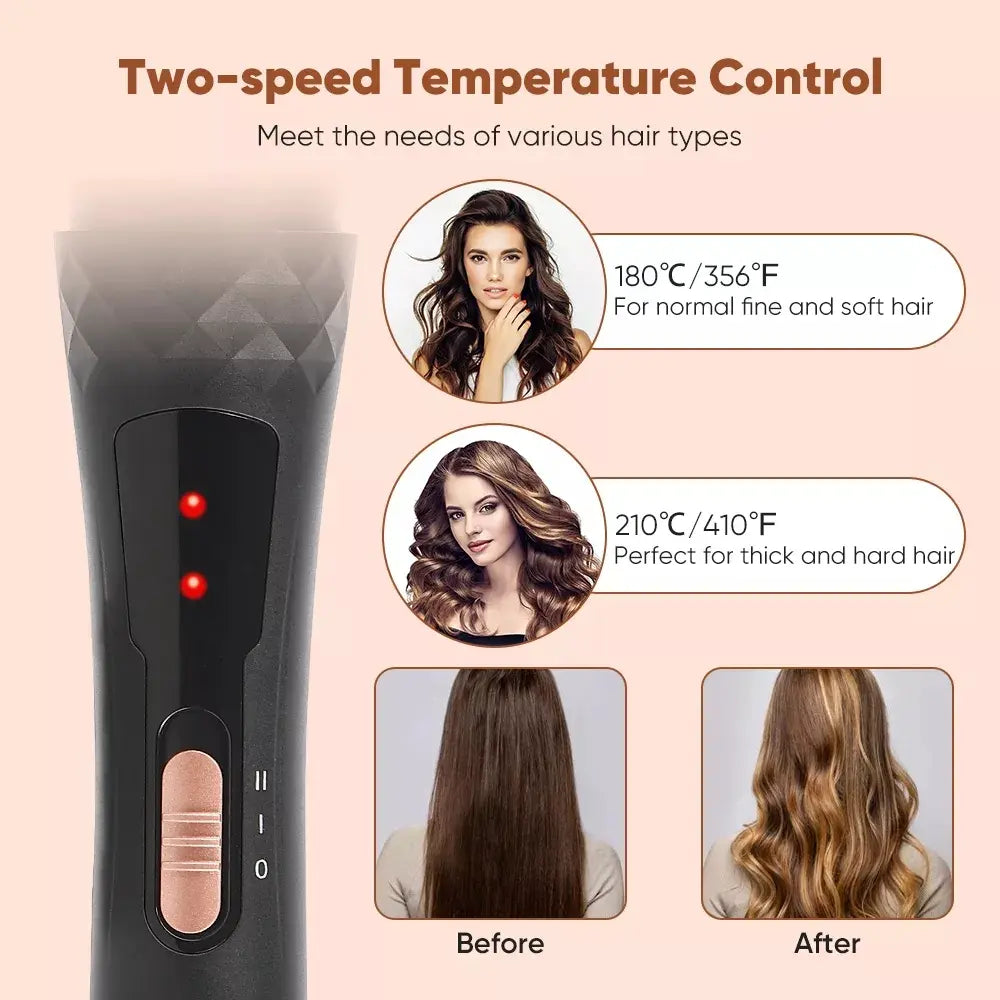Cepillo Térmico De 1,5 Pulgadas Para El Look Blowout, Cepillo Redondo Con Calefacción De Cerámica Iónica Para Conseguir Rizos Naturales Y Suaves, Doble Calentador MCH Para Un Calentamiento Rápido, Peinado Fácil, Pantalla Digital Y Doble Voltaje
