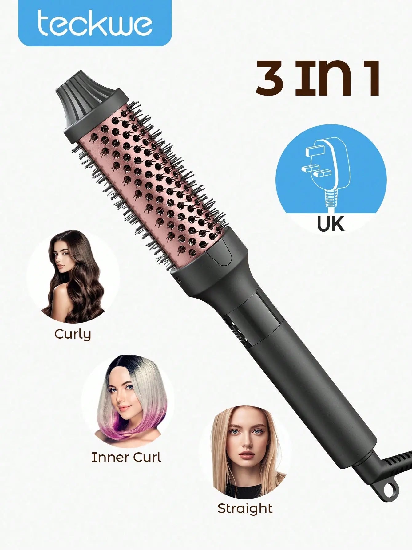 Cepillo Térmico De 1,5 Pulgadas Para El Look Blowout, Cepillo Redondo Con Calefacción De Cerámica Iónica Para Conseguir Rizos Naturales Y Suaves, Doble Calentador MCH Para Un Calentamiento Rápido, Peinado Fácil, Pantalla Digital Y Doble Voltaje