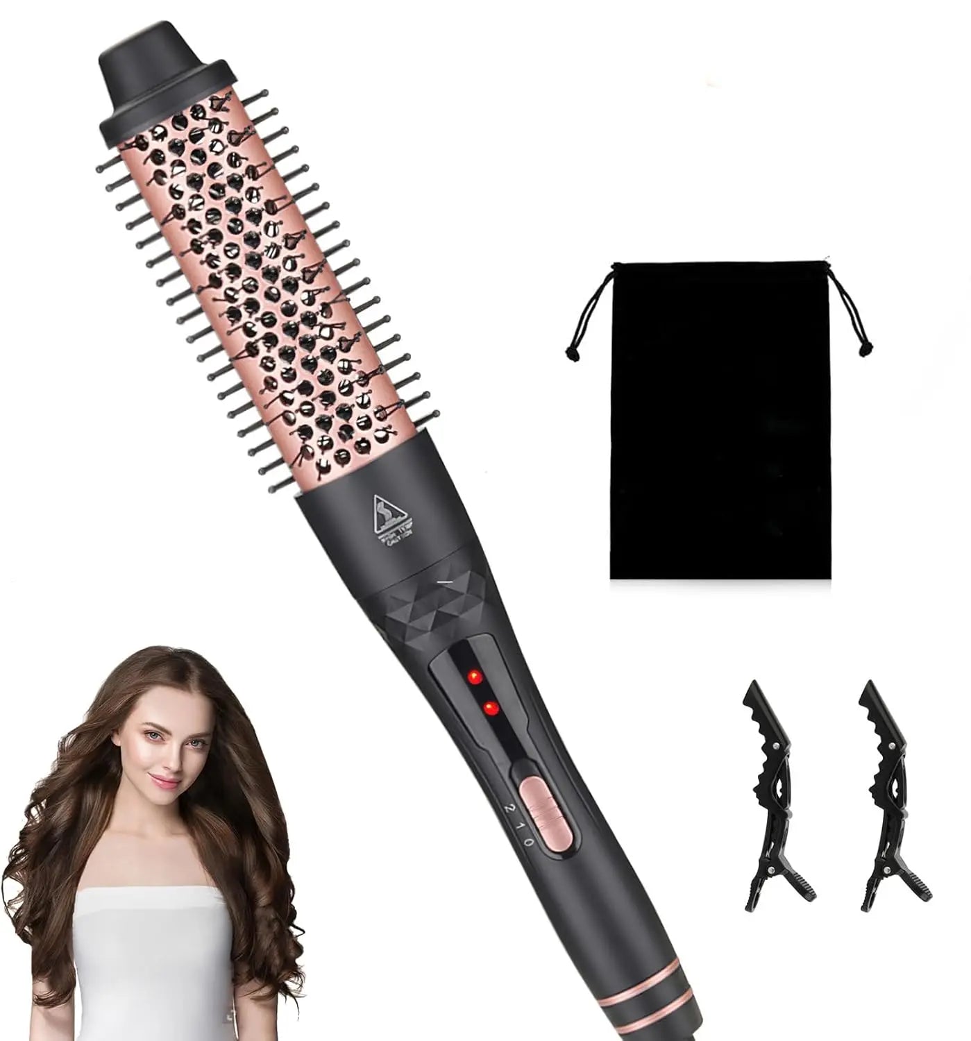Cepillo Térmico De 1,5 Pulgadas Para El Look Blowout, Cepillo Redondo Con Calefacción De Cerámica Iónica Para Conseguir Rizos Naturales Y Suaves, Doble Calentador MCH Para Un Calentamiento Rápido, Peinado Fácil, Pantalla Digital Y Doble Voltaje